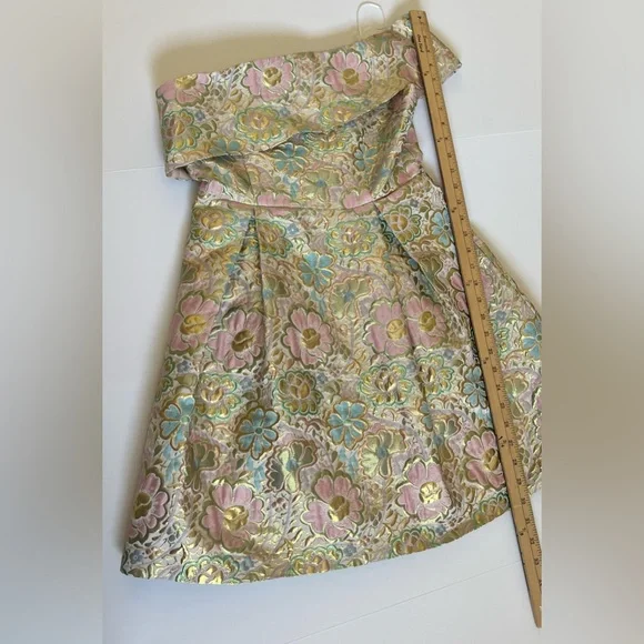 NWT Topshop Women’s Pastel & Gold Toned One Shoulder Dress SZ 6🌸✨ - Picture 14 of 16